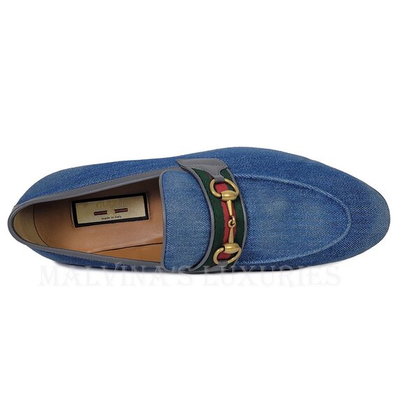 GUCCI SHOES MENS DENIM HORSEBIT WEB LOAFER sz 10.5 US 11 - Picture 13 of 15